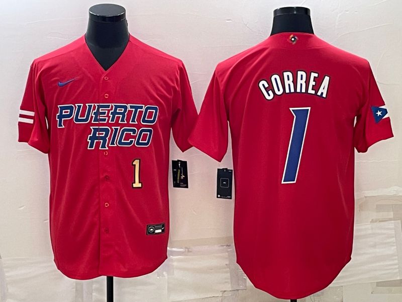 Men 2023 World Cub 1 Correa Red Nike MLB Jersey2